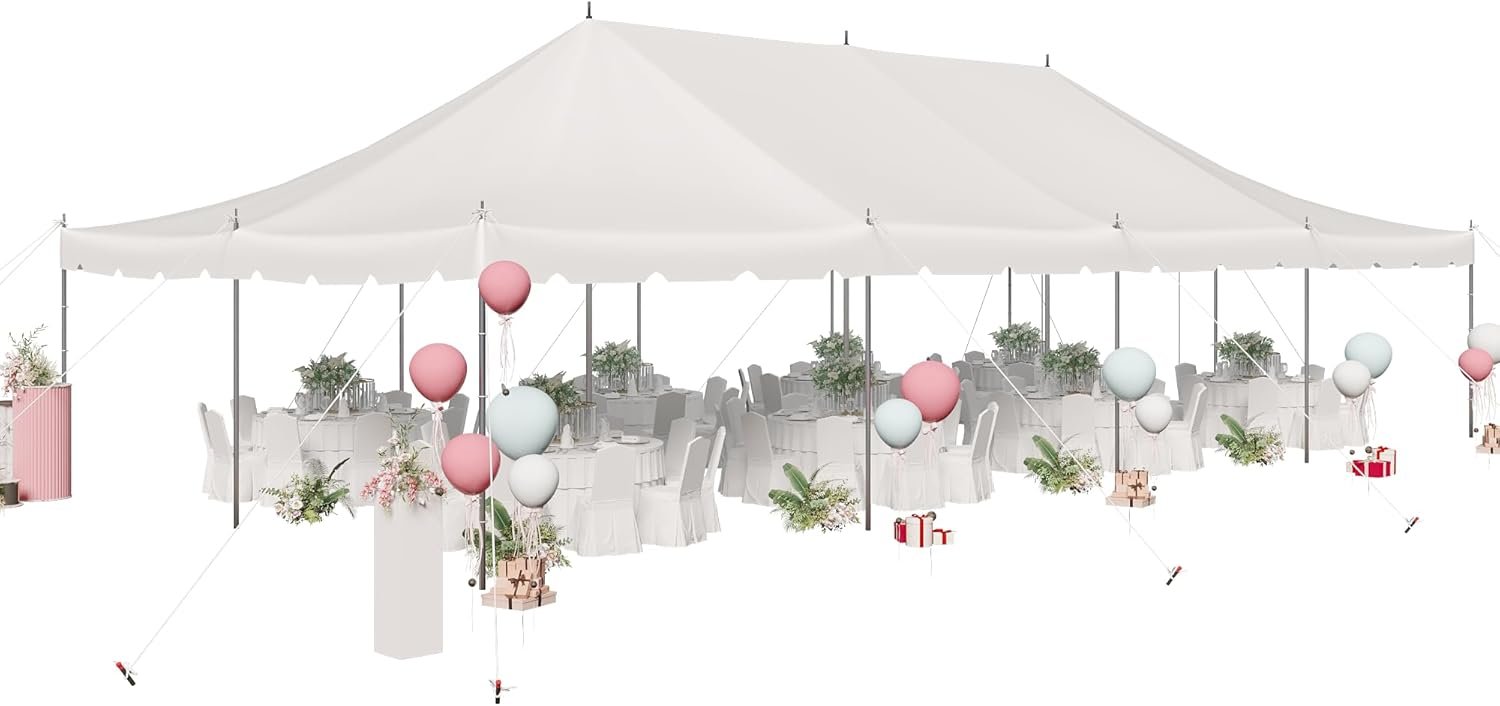 1743048794 EROMMY 20x40ft Pole Party Tent Weekend Canopy Heavy Duty with Carry Bags PVC Fire Retardant Outdoor Canopies for 160 People Large Tents for Parties Events Weddings White.jpg