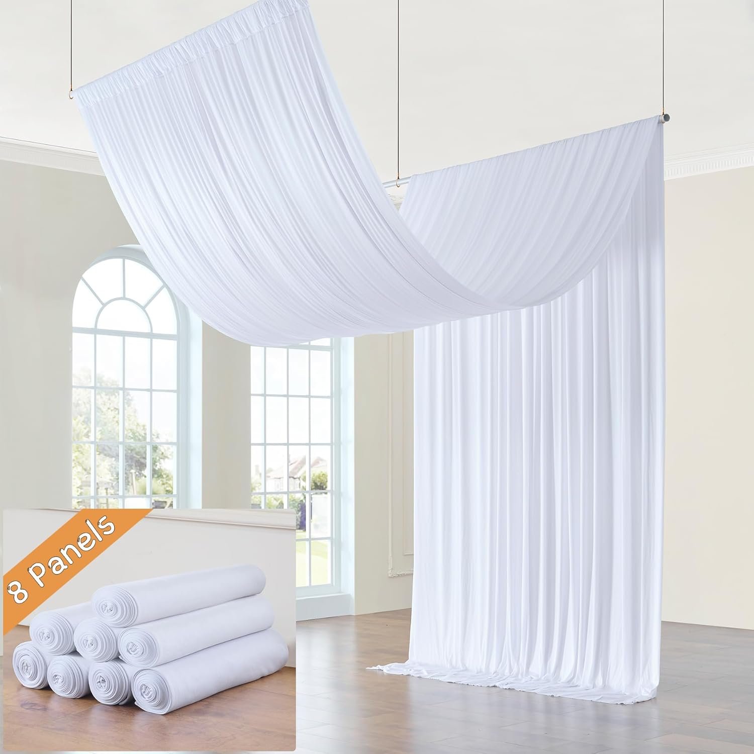 40ft×15ft White Ceiling Curtain Drapes Panels for Party Tent 8.jpg