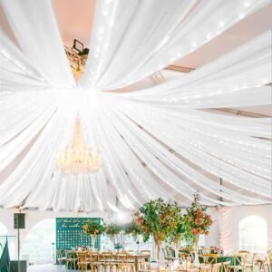 8 Panels White Ceiling Drapes for Wedding 5ftx30ft Sheer Drapery.jpg