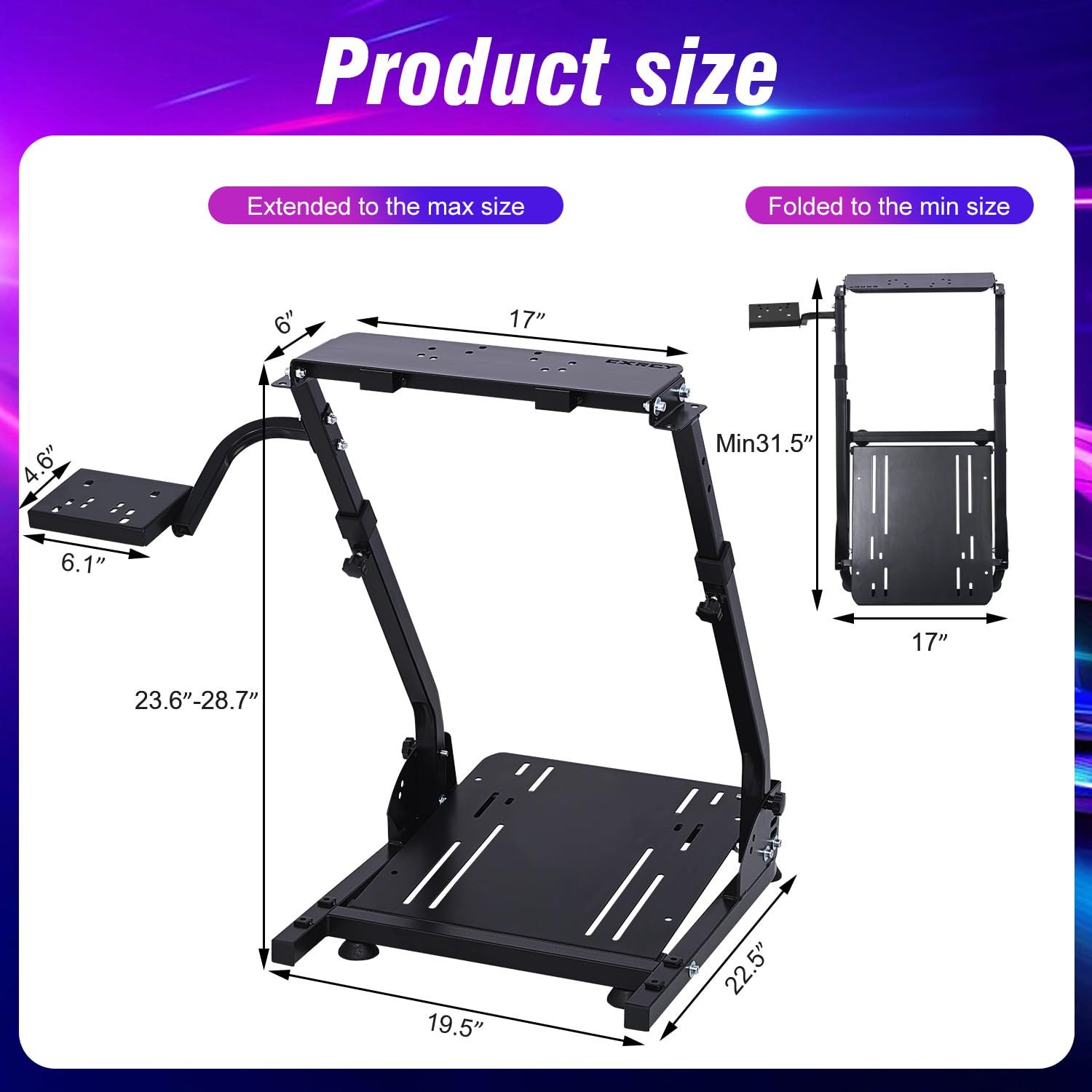 CXRCY Racing Wheel Stand Compatible with Logitech G920 G29 G27 G25 Gaming Cockpit Height Adjustable Foldable Gaming Racing Simulator Steering Wheel StandWheel and Pedals Not Included.jpg