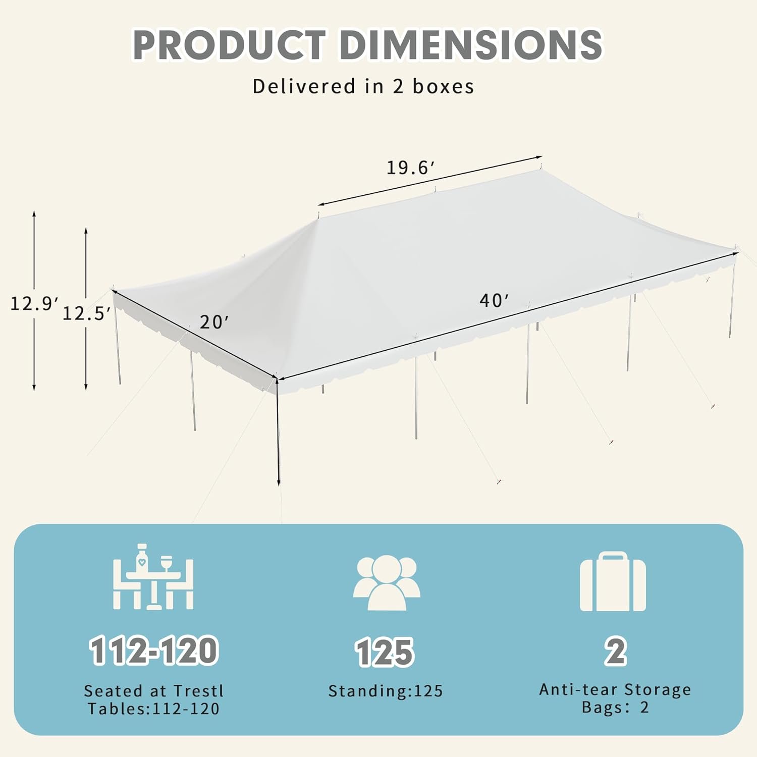 EROMMY 20x40ft Pole Party Tent Weekend Canopy Heavy Duty with Carry Bags PVC Fire Retardant Outdoor Canopies for 160 People Large Tents for Parties Events Weddings White.jpg