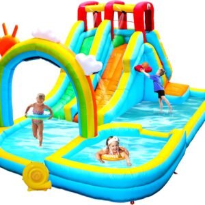 Inflatable Water Double Slides Park with Blower Bouncy Castle with.jpg