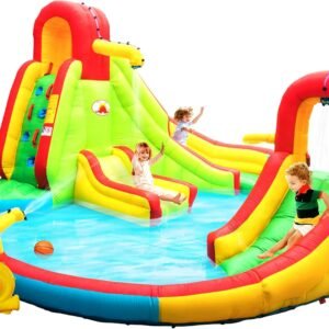 Inflatable Water Park with Blower Dual Water Slide Climbing Wall.jpg