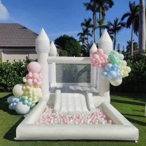 Inflatable White Bounce House for Kids with UL Blower Portable Large.jpg