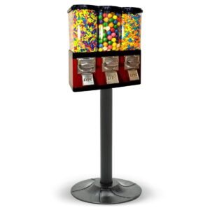 Red Triple Compartment Commercial Vending Machine for 1 inch Gumballs.jpg