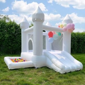 White Bounce House House with Blower Inflatable Bouncer Childrens Toy.jpg