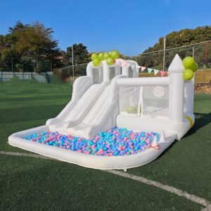 125 FT Oxford White Bounce House Bouncing Castle with Two.jpg