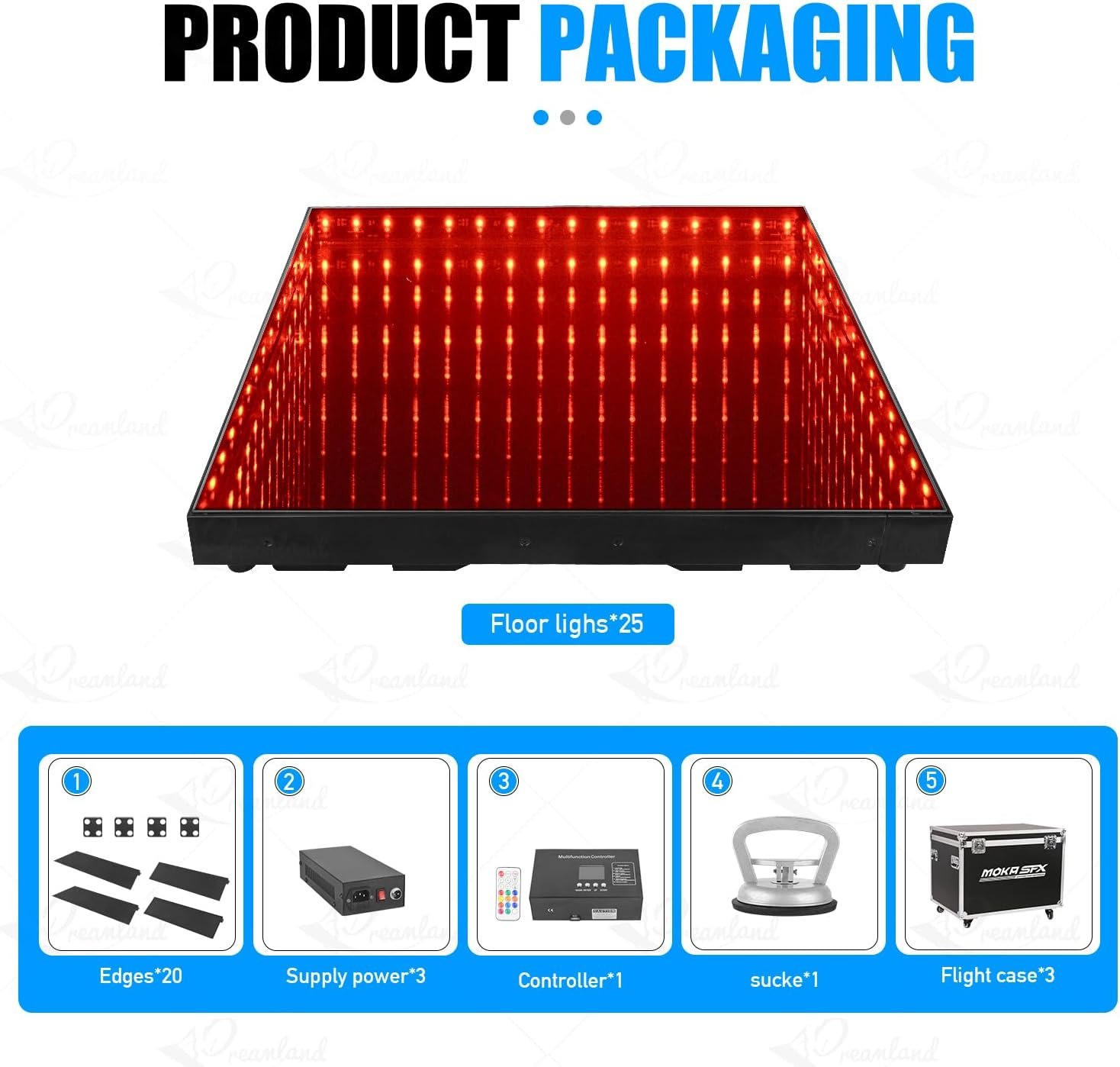 1744038791 Dance Floor Stage Lights TemperedGlass with Flight Case Infinity Mirror Panel 3D Effect LED Dance Floor for Wedding Party 16 16 ft.jpg