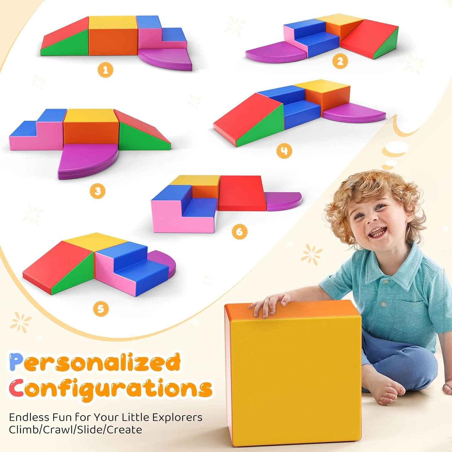 1744686826 Lischwert Foam Climbing Blocks for Toddlers 1 3 4pcs Soft Play Set with Crawling Exploration Toys Indoor Outdoor Infant Safe Blocks for Baby Gym Toddler Playground Colorful.jpg