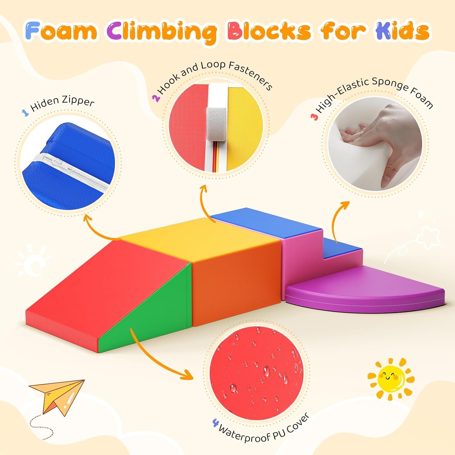 1744686827 Lischwert Foam Climbing Blocks for Toddlers 1 3 4pcs Soft Play Set with Crawling Exploration Toys Indoor Outdoor Infant Safe Blocks for Baby Gym Toddler Playground Colorful.jpg