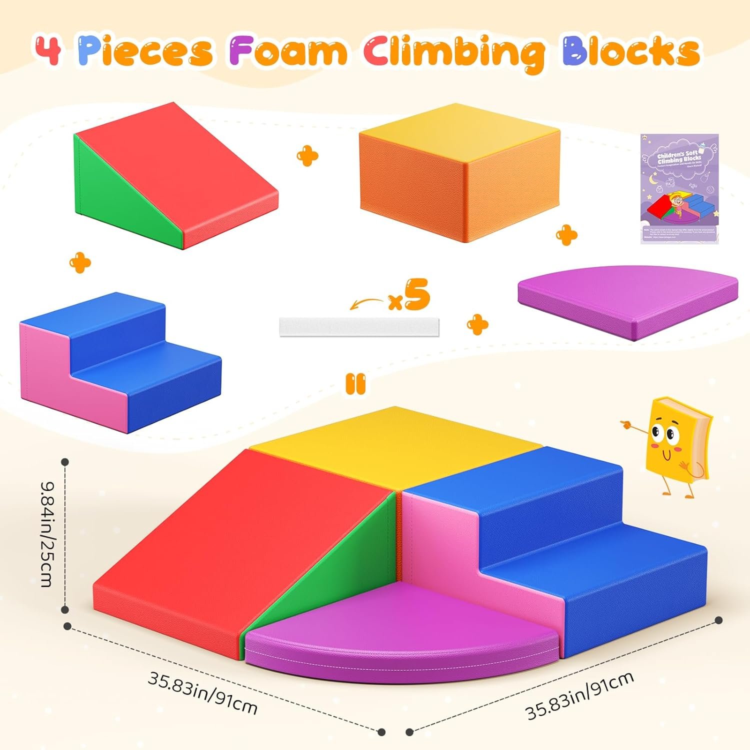 1744686829 Lischwert Foam Climbing Blocks for Toddlers 1 3 4pcs Soft Play Set with Crawling Exploration Toys Indoor Outdoor Infant Safe Blocks for Baby Gym Toddler Playground Colorful.jpg