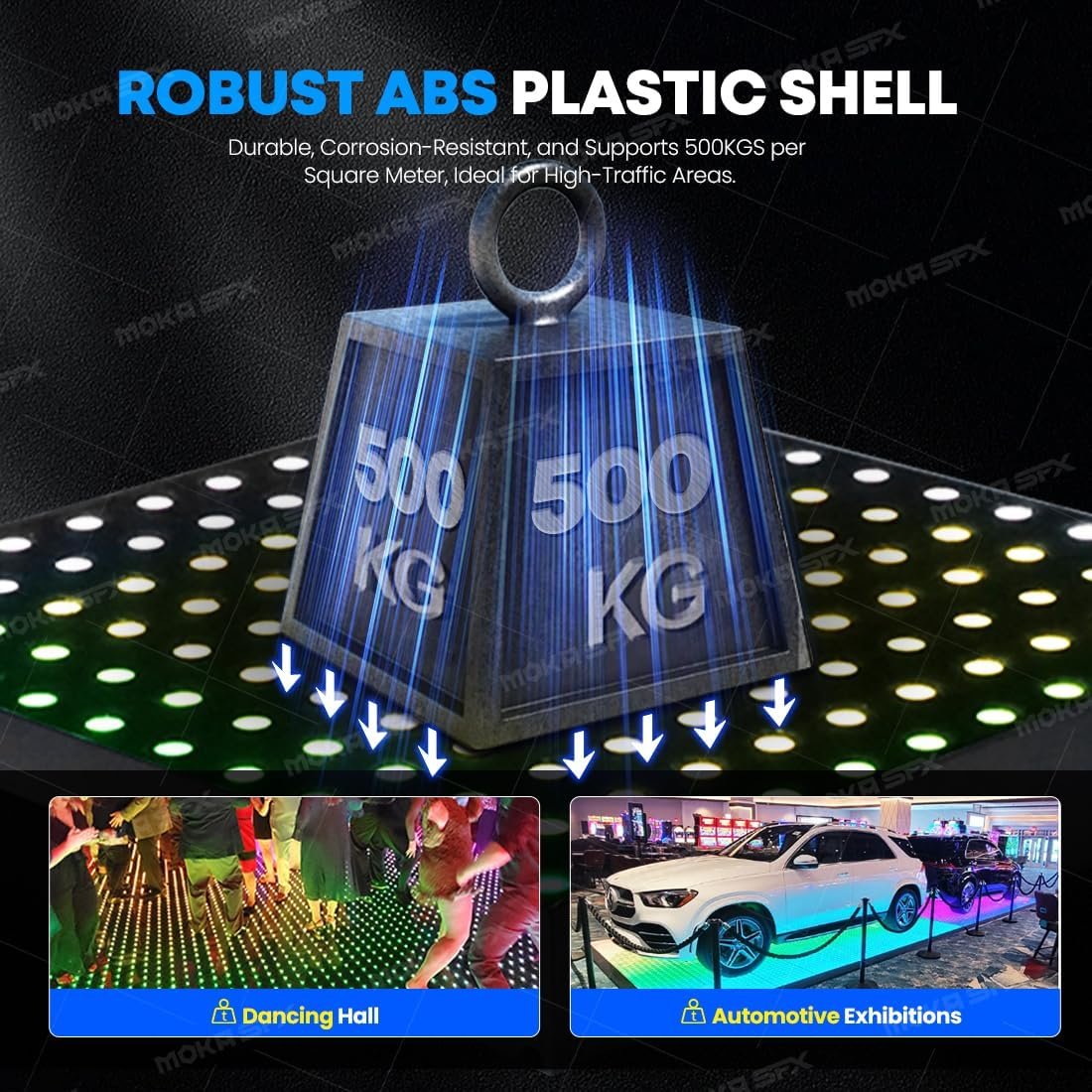 1744870408 Pixel Mapping Led Dance Floor Tile Tempered Glass with Flight Case Wired LED Floor Panels APP Control for Club Wedding Stage Show 50x50cm Per Piece 8x8FT25PCS.jpg