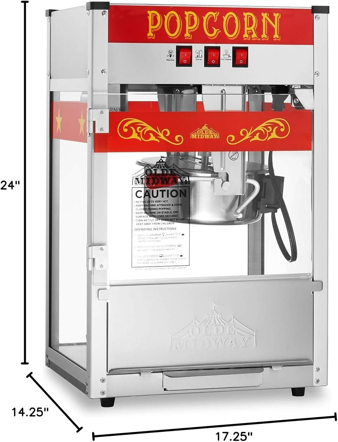 1745824400 Olde Midway Commercial Popcorn Machine Maker Popper with 8 Ounce Kettle Red.jpg