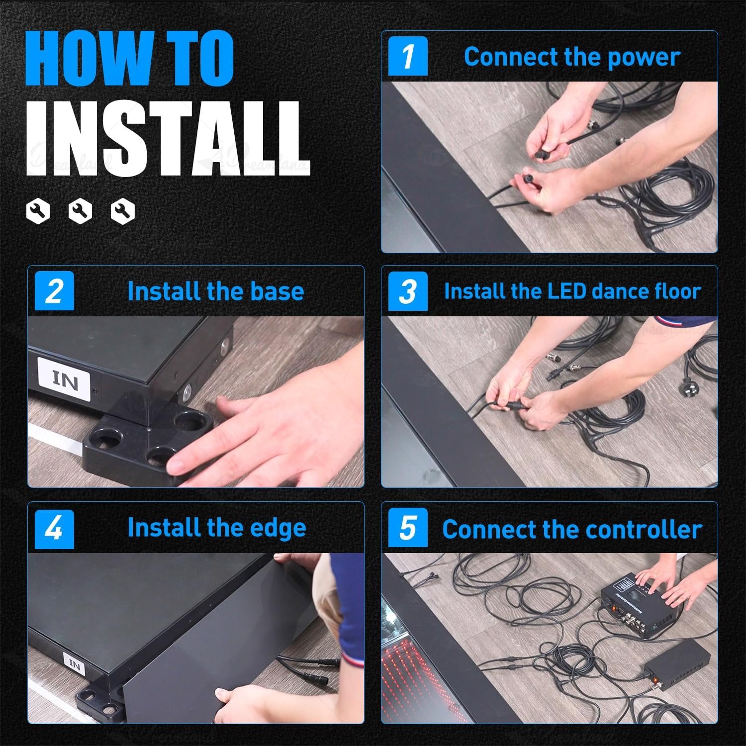 Dance Floor Stage Lights TemperedGlass with Flight Case Infinity Mirror Panel 3D Effect LED Dance Floor for Wedding Party 16 16 ft.jpg