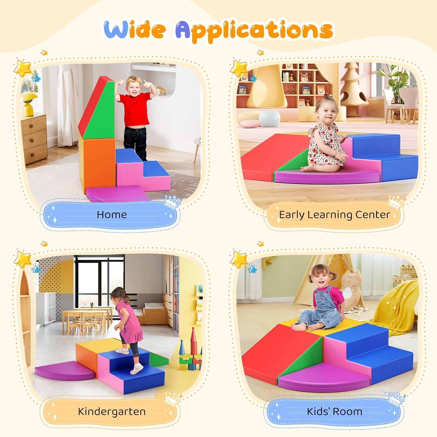 Lischwert Foam Climbing Blocks for Toddlers 1 3 4pcs Soft Play Set with Crawling Exploration Toys Indoor Outdoor Infant Safe Blocks for Baby Gym Toddler Playground Colorful.jpg