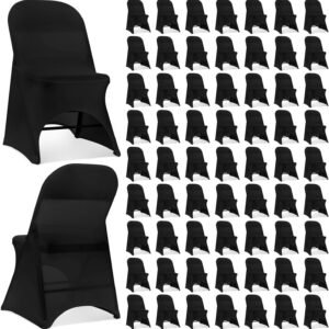 Newwiee 100 Pack Black Stretch Spandex Folding Chair Covers Polyester.jpg