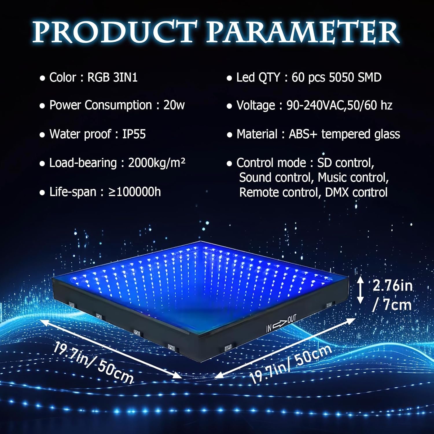 1746173594 3D Dance Floor Stage Lights 25PCS 8 8ft Tempered Glass with Flight Case Infinity Mirror Panel 3D Effect LED Dance Floor for Wedding Party 3D Magnetic.jpg