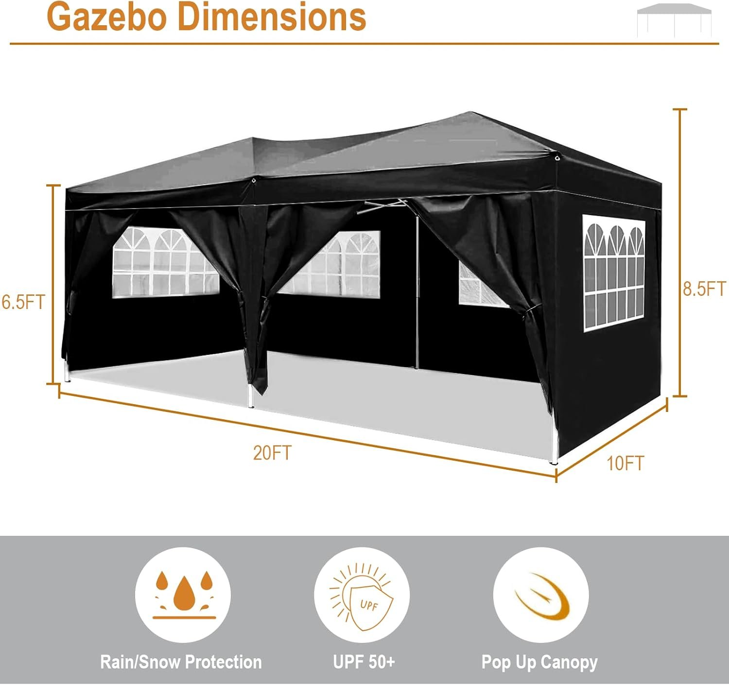 1746529993 Pop Up Canopy Tent with 6 Sidewalls Waterproof UV50 Canopy for Parties Wedding Events 6pcs Weight Bag Carry Bag Black.jpg