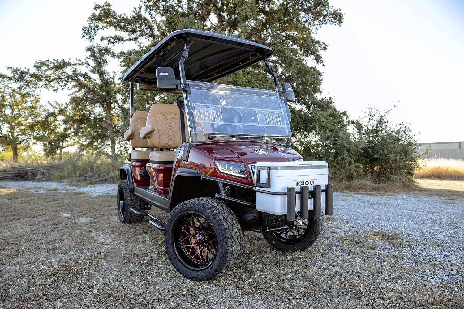 1747894396 MODZ® Golf Cart Brush Guard Cooler Rack for IGLOO 25 Quart Cooler with Fishing Rod Holders.jpg