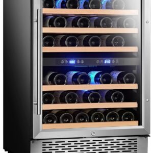24 Inch Wine Cooler Refrigerator 46 Bottle Built in Freestanding Stainless.jpg