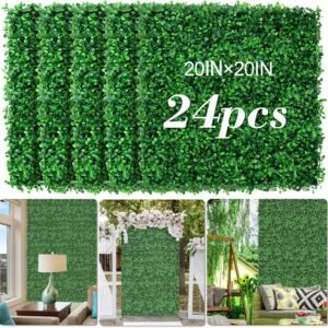 AOKIE 20X20 Artificial Grass Wall 24Pcs Boxwood Hedge Wall Panels.jpg