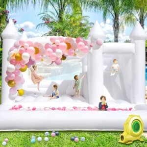 15FT White Bounce House with Slide Ball Pit for Adults.jpg