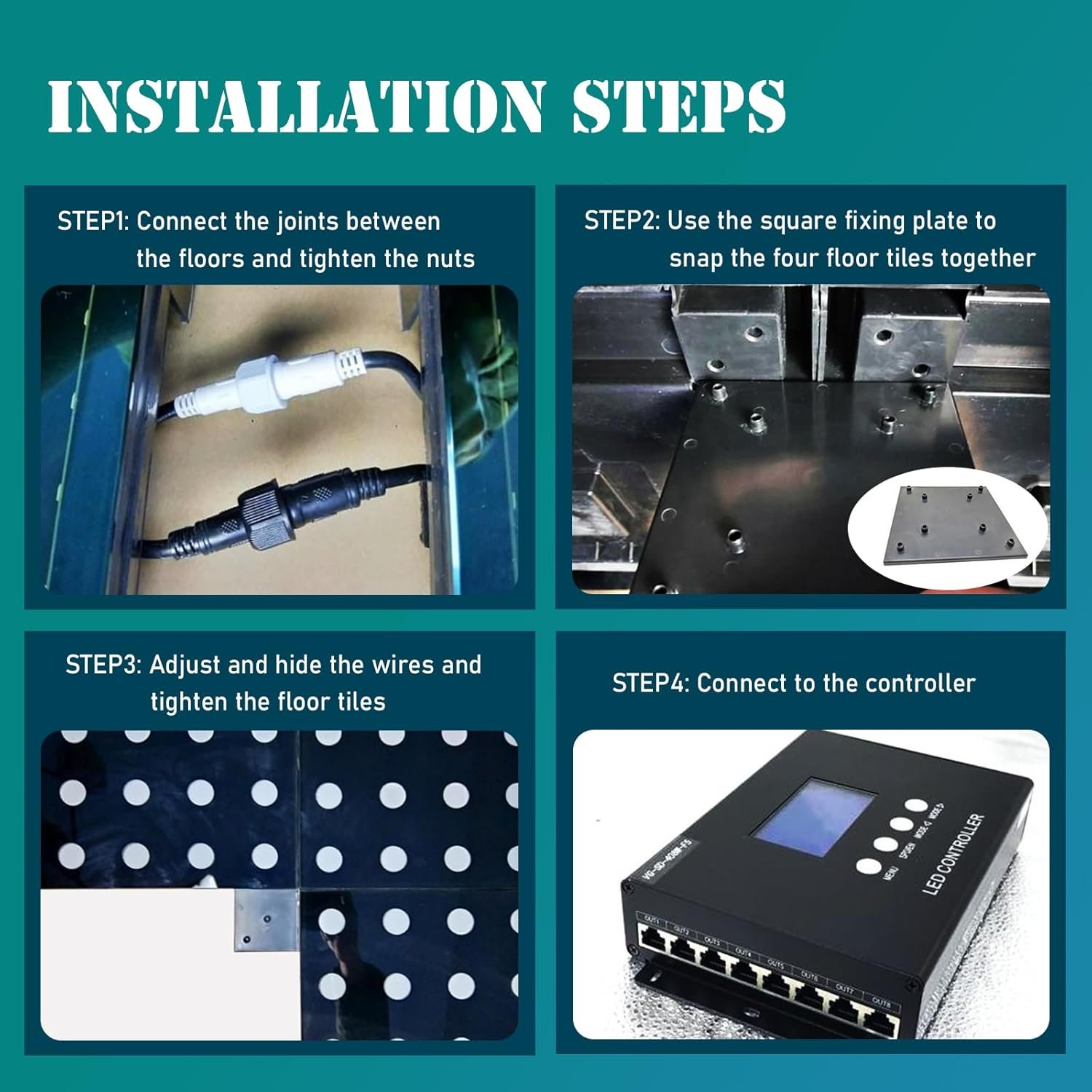 1748988792 3D Dance Floor Stage Lights 8x8ft Glass with Flight Case Infinity Mirror Panel 3D Effect LED Dance Floor for Wedding Party 3DRGBWired.jpg