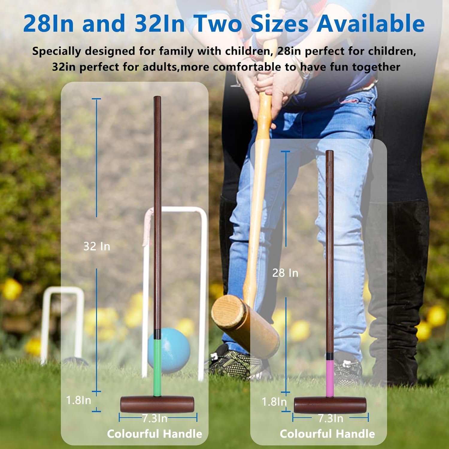 8 Players Croquet Set with 32In Regulation 28In Standard Size Rubber Wood Mallets Colored PE Ball Wickets 21In End Stakes and Bag Lawn Backyard Game for TeensAdultsFamily.jpg