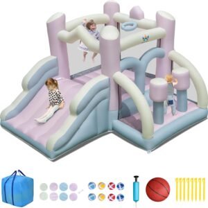 BOUNTECH Inflatable Bounce House White Pink Dream Cotton Bouncy House.jpg