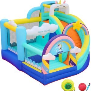 Doctor Dolphin Inflatable Bounce House Unicorn Bounce House with Slide.jpg