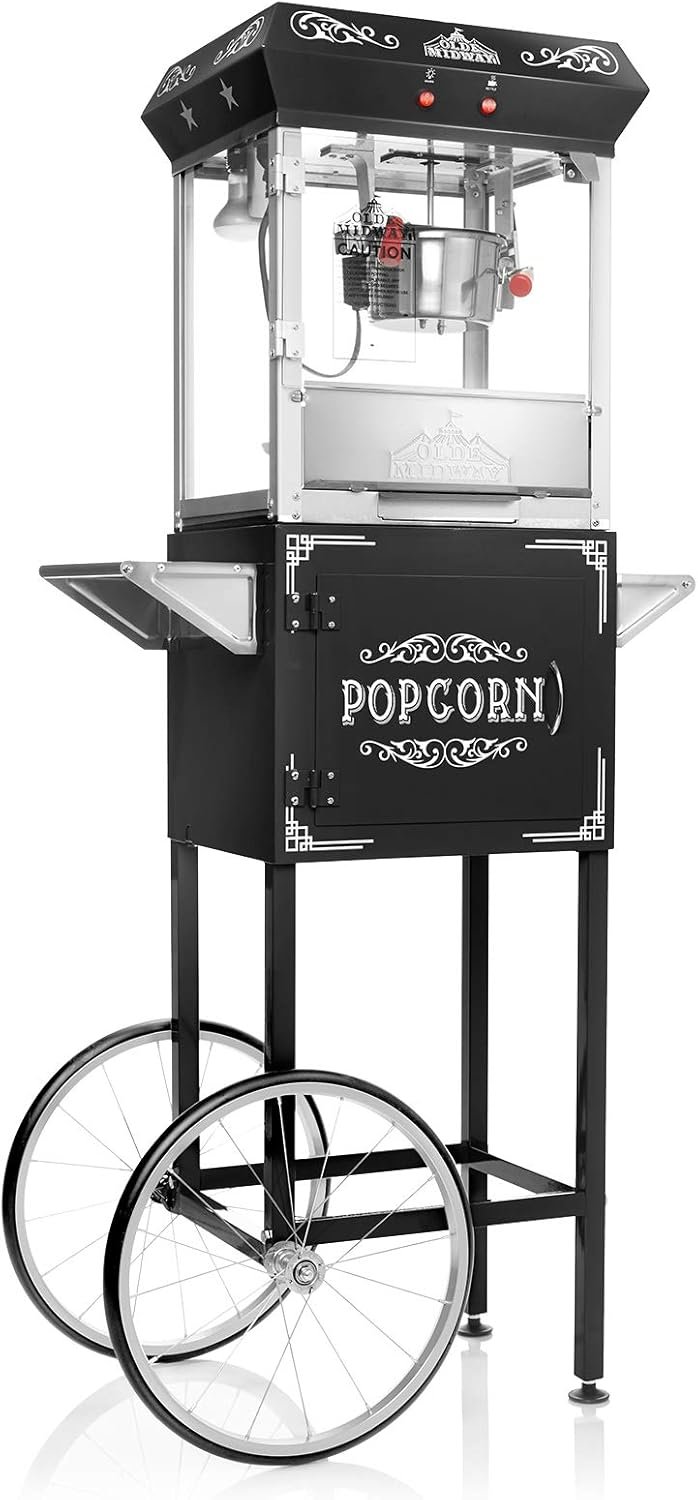 Olde Midway Vintage Style Popcorn Machine with Cart 4 Ounce Popcorn.jpg