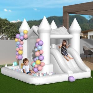 YARD White Bounce House Inflatable Bounce House with Slide.jpg