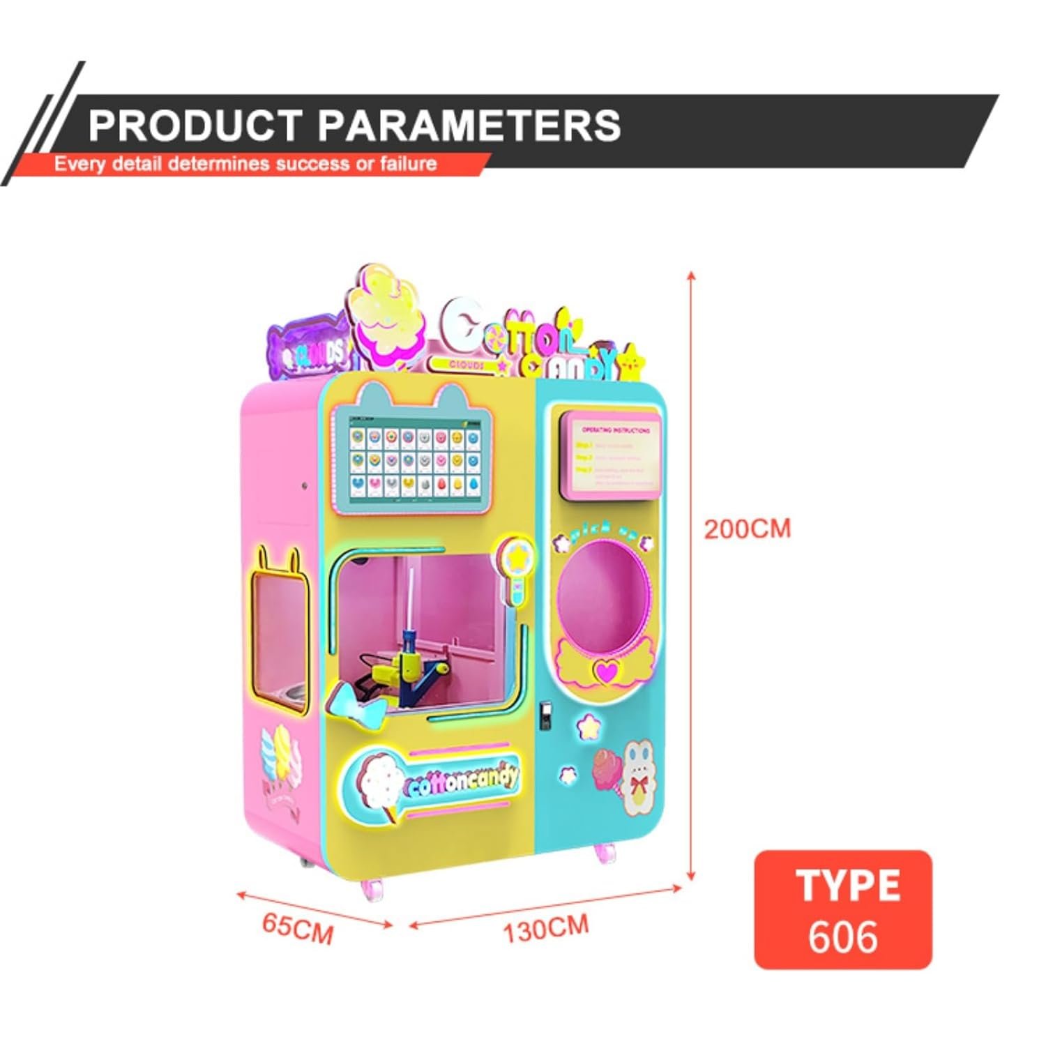1752286394 Pink Cotton Candy Machine Attractive Design Fully Automatic Operation Ideal for Kids Parties and Events Fast Production User Friendly Interface.jpg