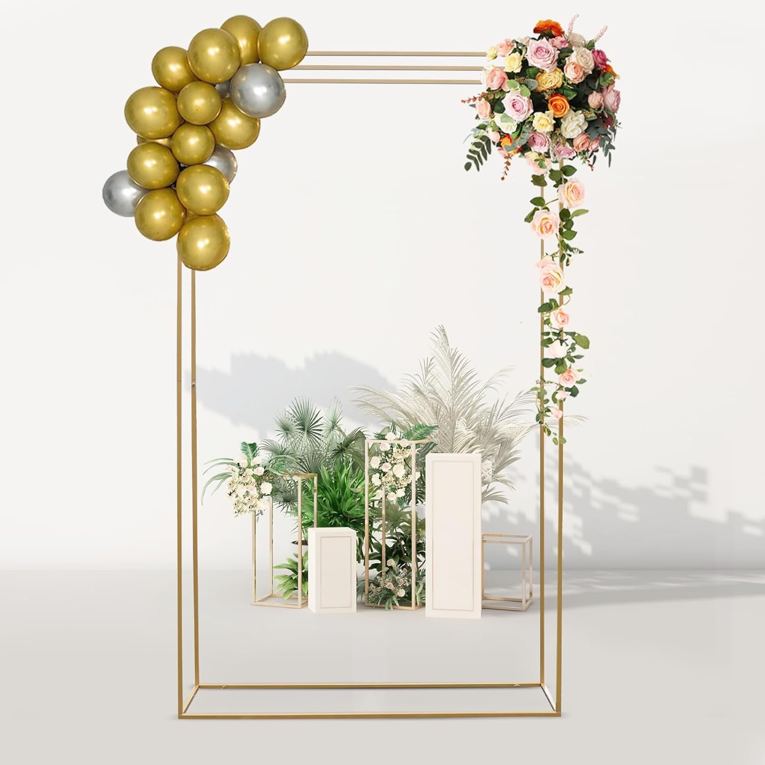 1753596797 Gold Metal Geometric Wedding Arch Flowers Frame Backdrop Stand Balloon Floral Arrangement Reception Decor Garden Arbor for Weddings Party Event Decoration.jpg