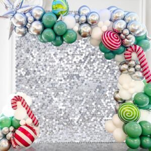 36 Pack Silver Shimmer Wall Backdrop Sequin Backdrop Wall Panel.jpg