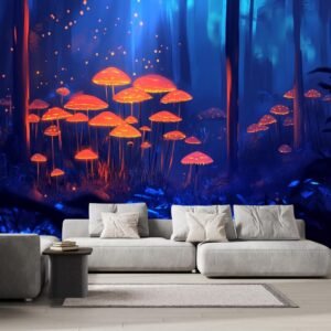 Glowing Fantasy Mushroom Wall Mural for Bedroom Living Room Abstract.jpg