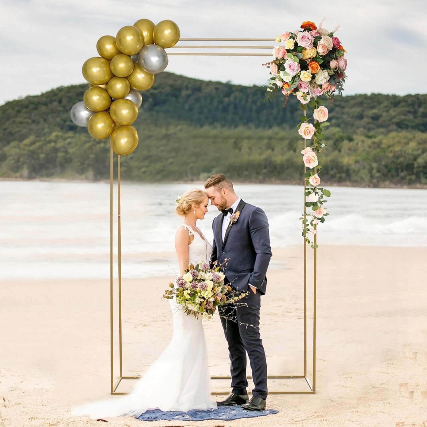 Gold Metal Geometric Wedding Arch Flowers Frame Backdrop Stand Balloon Floral Arrangement Reception Decor Garden Arbor for Weddings Party Event Decoration.jpg