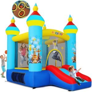 Inflatable Bounce House with Slide Blue Zoo Park Jumping Castle.jpg