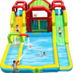 Inflatable Water Double Slides Park with Blower Shade Tent Bounce.jpg