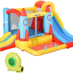 Outsunny Kids Bounce House 4 in 1 Rocket Inflatable Water Slide Jumping.jpg
