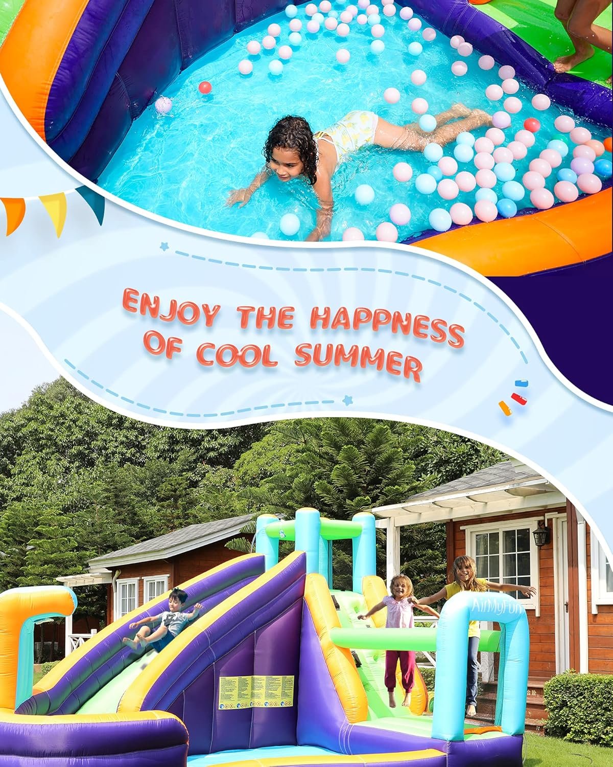 1755825193 AirMyFun Inflatable Waterslide Water Bounce House for Wet and Dry Kids Bouncy House Water Park with Air Blower Water Spray Splash Pool A83021.jpg