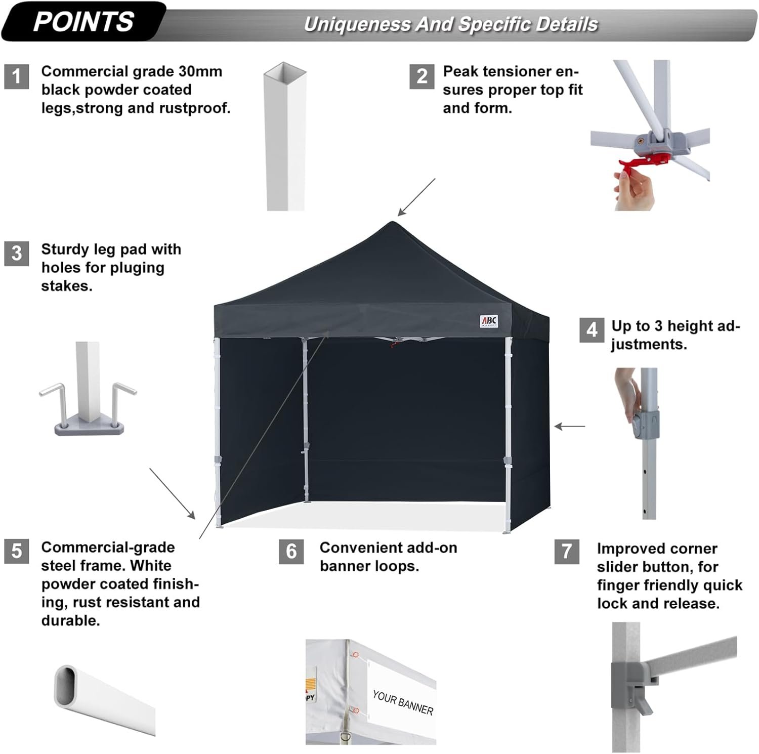 ABCCANOPY Easy Pop Up Canopy Tent with Sidewalls 10x10 Commercial Series Black.jpg