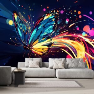 Glowing Butterfly Wall Mural 144 W x 100 H Abstract.jpg