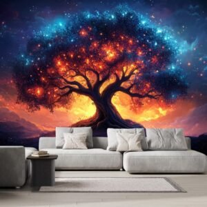 Glowing Tree Wall Mural Peel and Stick Self Adhesive Abstract Night.jpg