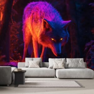Glowing Wolf 3D Peel and Stick Wall Murals Forest Self.jpg