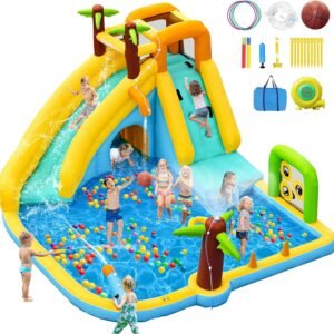Inflatable Water Slide Bounce House with 450 W Blower Blow.jpg