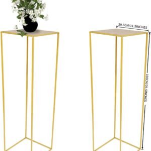 Wedding Plant Stand Golden Metal Plant Stand Tall Cylinder Pedestal.jpg