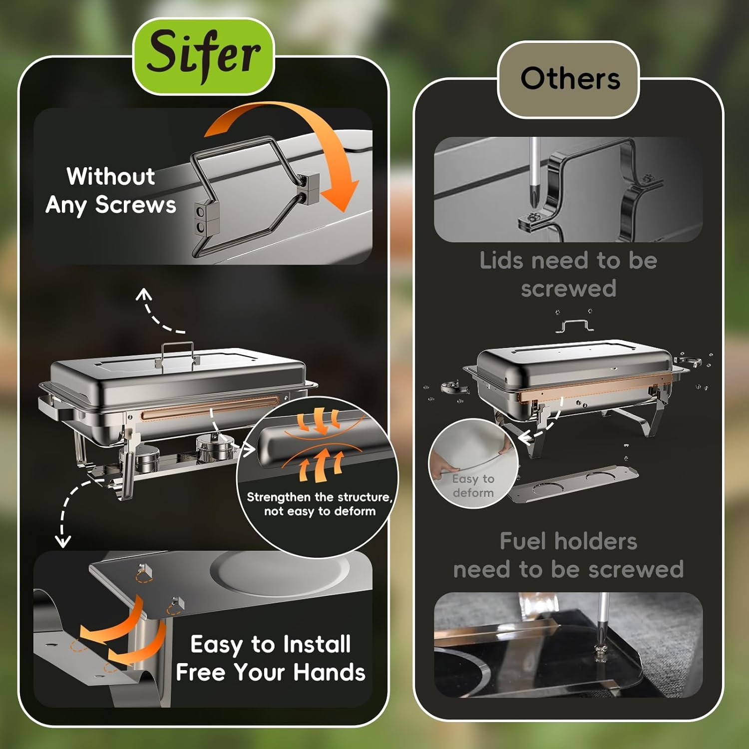 1757070801 sifer 9Qt 4Pack Multi Size Chafing Dish for Buffet 80 Faster Screwless Assembly Stackable Design for WeddingHomeChristmas Buffets.jpg