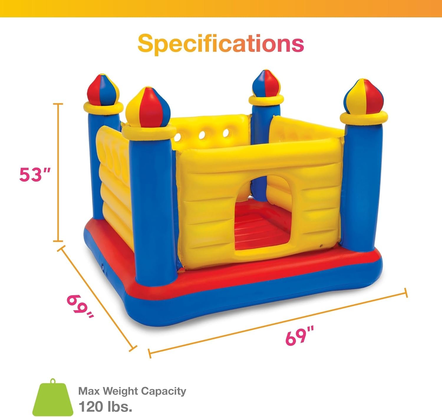 1757106794 Intex Indoor Outdoor Inflatable Jump O Lene Kids Bouncer Castle House Ball Pit and Small Plastic Multi Colored Fun Ballz with Carrying Bag 100 Pack.jpg