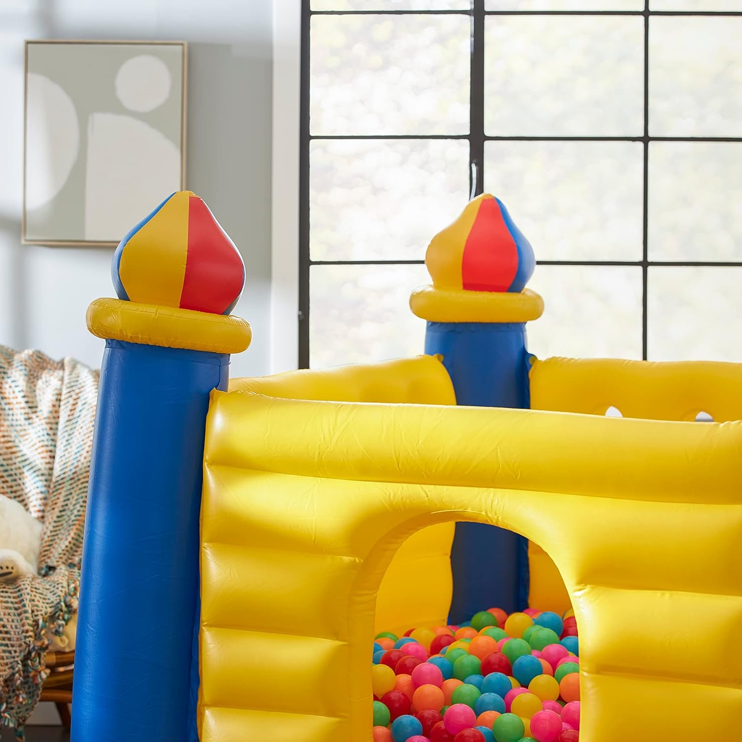 1757106795 Intex Indoor Outdoor Inflatable Jump O Lene Kids Bouncer Castle House Ball Pit and Small Plastic Multi Colored Fun Ballz with Carrying Bag 100 Pack.jpg